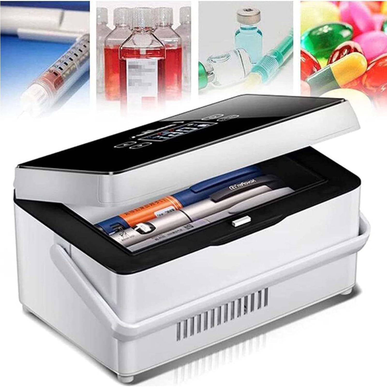 Generico Contenitore refrigerato Portatile per insulina, Scatola refrigerata a Temperatura costante per la Gestione del diabete, Mini Frigorifero per farmaci a Batteria (2 batterie)