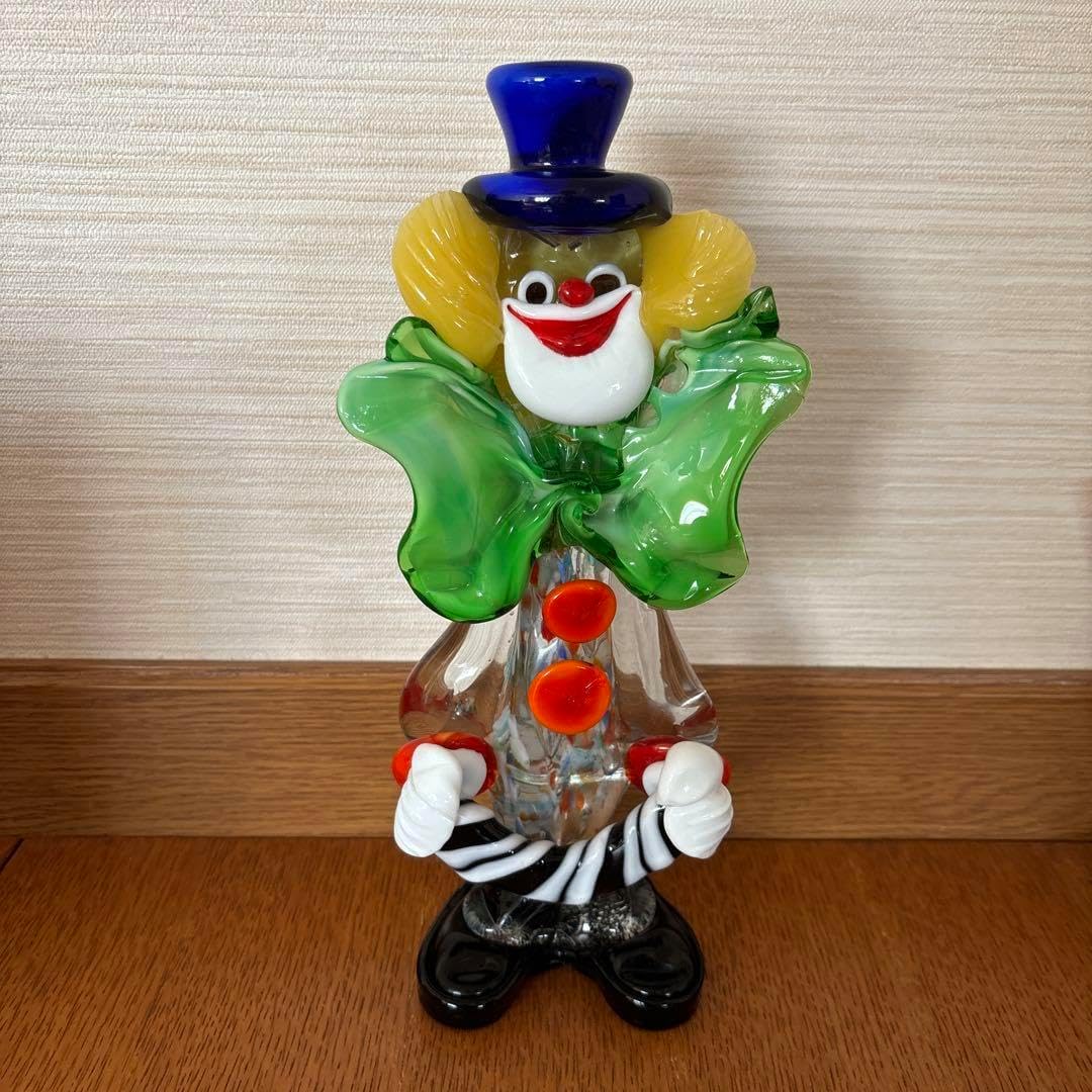 ムラーノガラス ガラス細工 イタリア製 ピエロ 道化師 ヴィンテージ