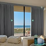 Yoolax Smart Retractable Curtain Compatible with Alexa and Google Home, Motorized Curtain Hardwired with Remote Customized Size (Woven Grey)