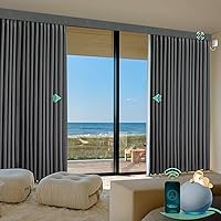 Vista 12 de Yoolax Cortina retráctil inteligente compatible con Alexa y Google Home, cortina motorizada cableada con control remoto personalizado (champán)