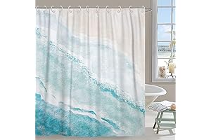 Sea-Inspired Shower Sanctuary: Teal Blue Beach Shower Curtain