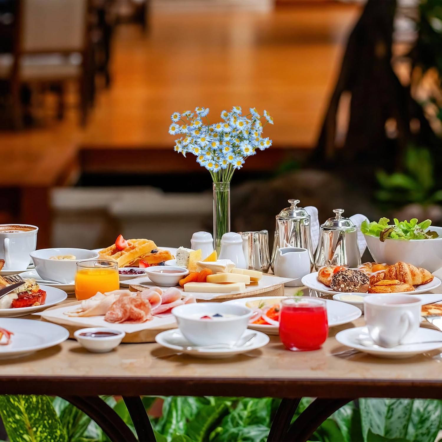 2 Bundles Small Artificial Daisy Flowers Bouquet Faux Silk Tiny Daisy Flowers for Home Garden Vase Decor (Blue) - Image 6