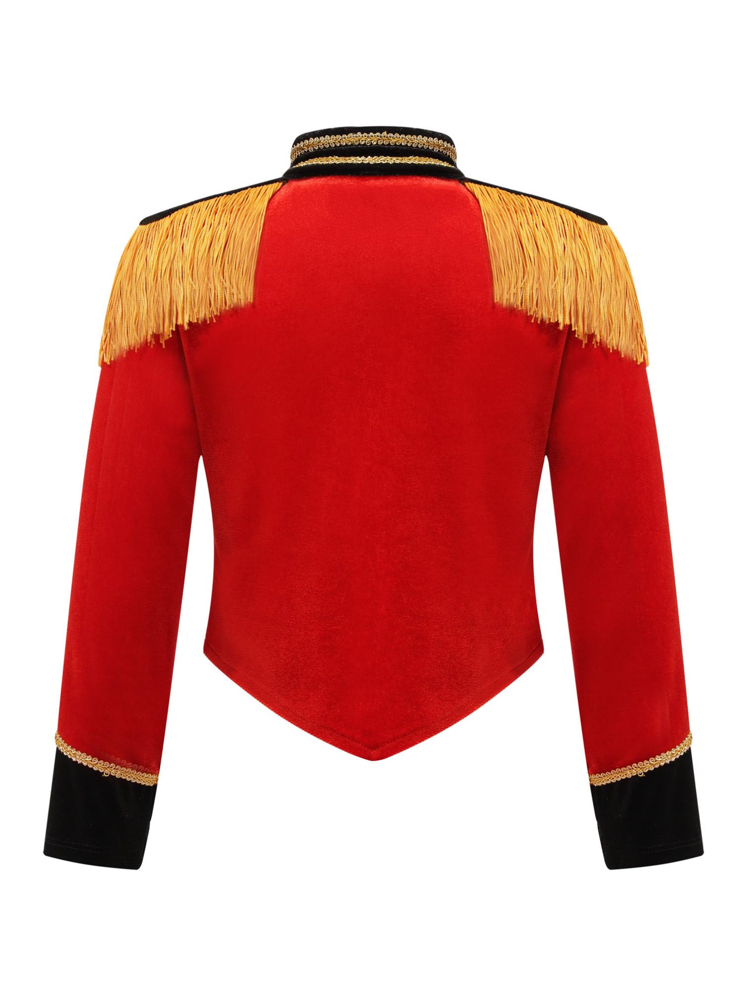 TiaoBug Mädchen Zirkusdirektor Jacke mit Fransen Schulterklappe Epauletten Uniform Blazer Stehkragen Mantel Militärische Jacket Outwear
