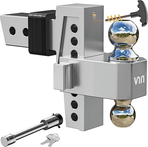 Miniatura 7 de Enganche de caída ajustable, Tri-Ball (1-78 pulgadas, 2 pulgadas, 2-516 pulgadas), se adapta al enganche receptor de 2.5, enganche de caída de 6