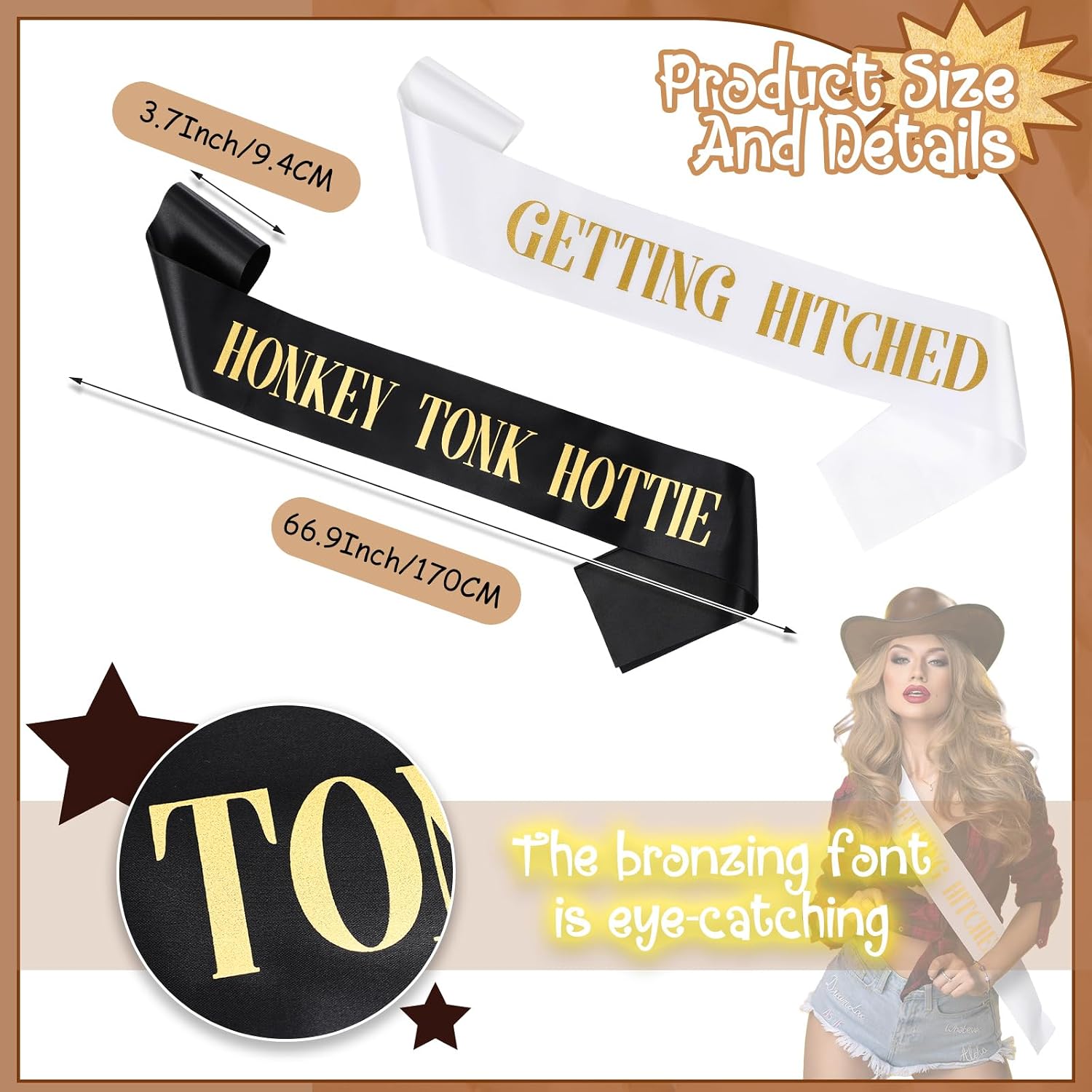 10 Pack Bachelorette Party Sashes Cowgirl Sashes for Bridal Party Decorations Bride Gifts Team Funny Sash for Bridesmaids Wedding Party