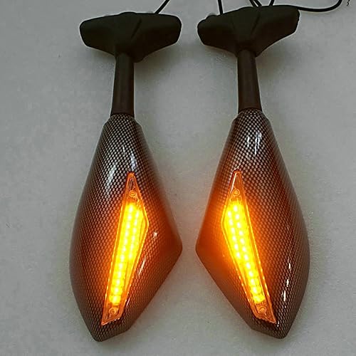 Miniatura 2 de Yibid Espejos laterales integrados para motocicleta con luz intermitente LED compatibles con Kawaaki ZRX 1200S, ZZR1200, ZX-6R, 636, 6RR 1998-06,