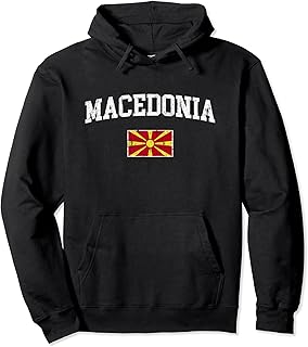 Retro Macedonia Flag Vintage Macedonian Flag Macedonian Pullover Hoodie