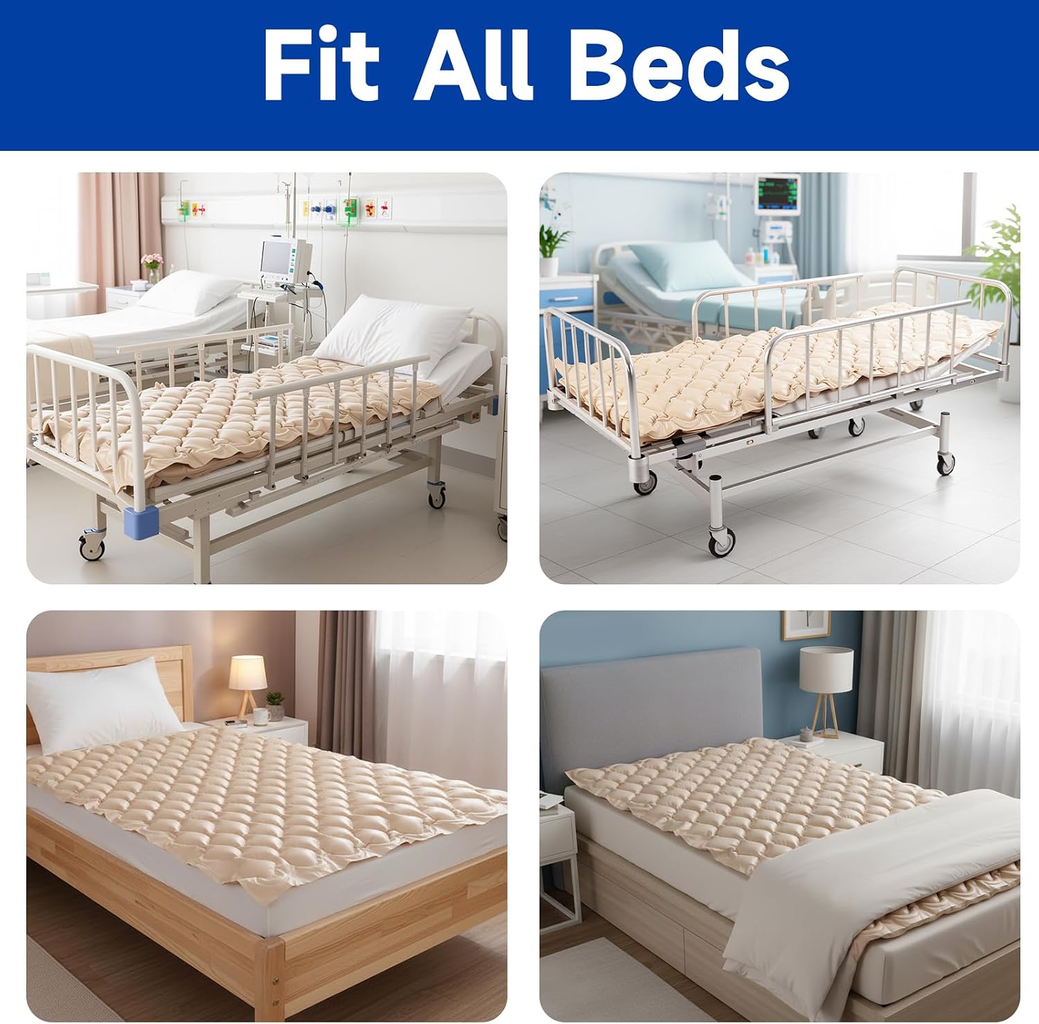 Alternating Air Pressure Mattress Pad, Bed Sore Prevention Solution, Hospital Bed Mattress Topper with Quiet Pump for Bedridden Patients, Ulcer Prevention Air Pads for Home Care