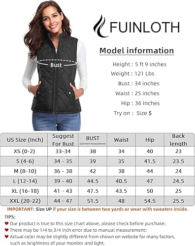 Miniatura 5 de Fuinloth Women's Quilted Vest, Stand Collar Lightweight Zip Padded Gilet with inner pockets