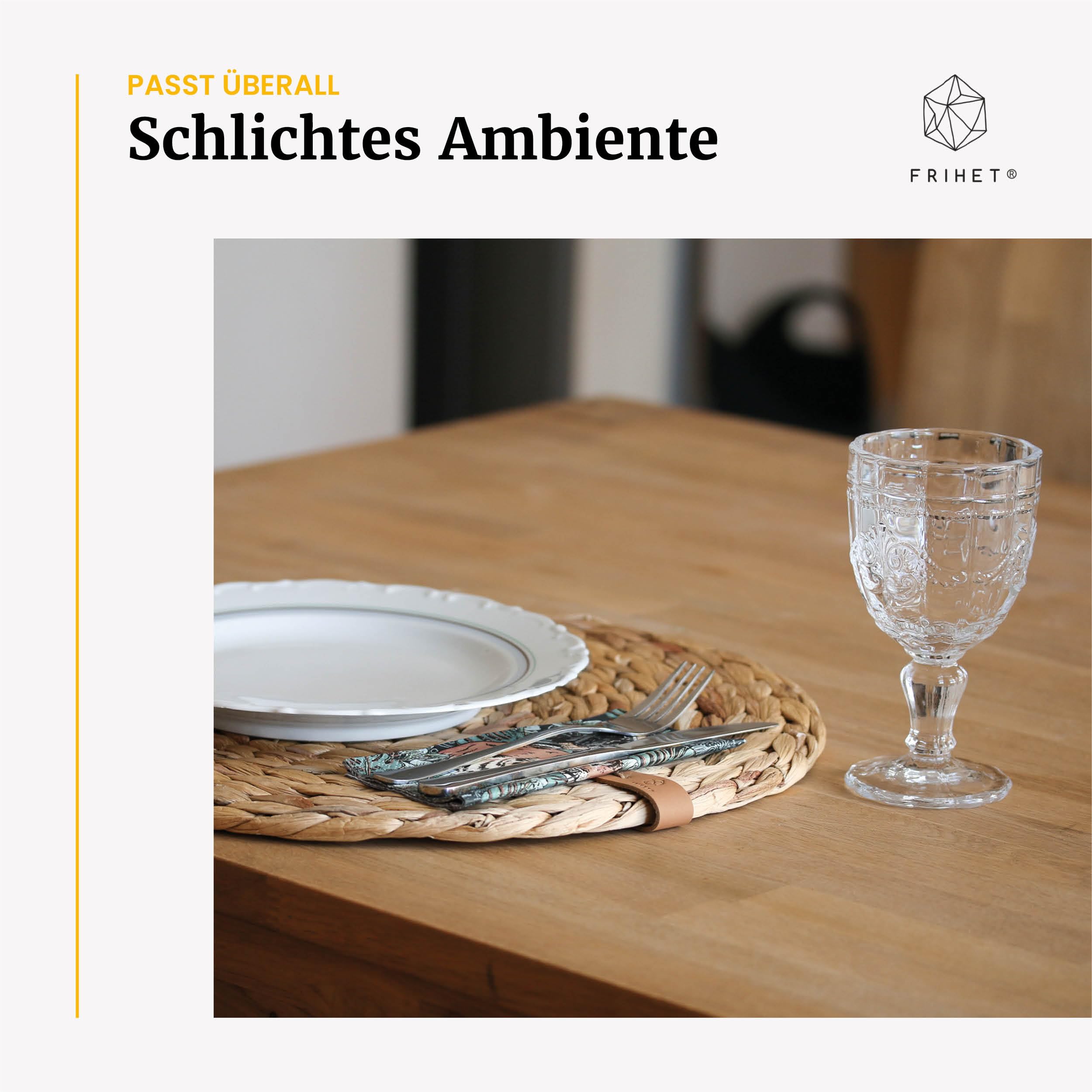 FRIHET® Tischset Oslo Set Rund Wasserhyazinthe Natur - (6, 38cm)