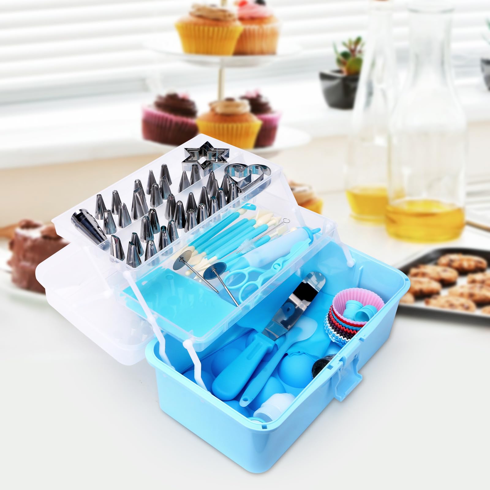 YCHLonlive 13 Inch Cake Decorating Storage Case, Suitable for Storing Baking Supplies (NOT INCLUDED), Blue - Image 6