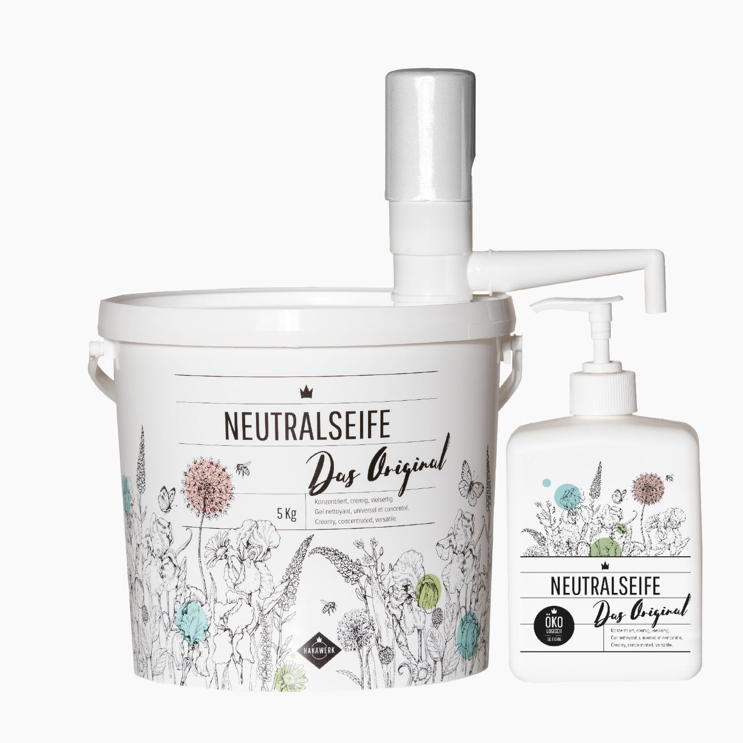 Neutralseife - Das Original, Allzweckreiniger, 5 kg Eimer mit Dosierpumpe und Spender, Start-Set