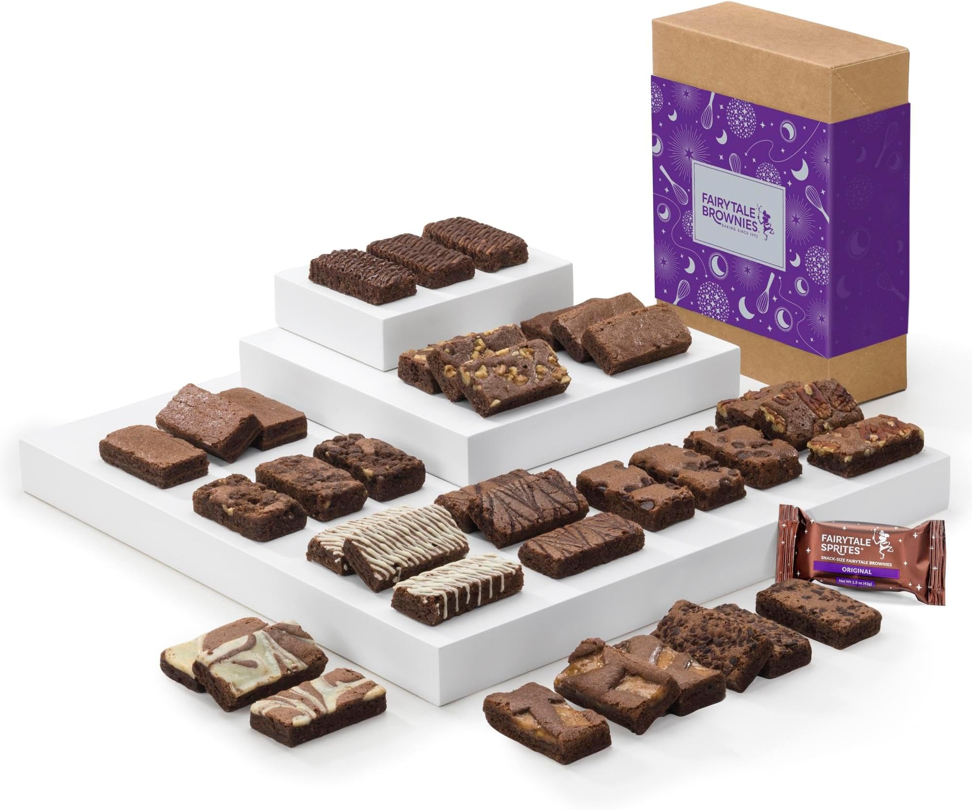 Fairytale Brownies Sprite 36 Individually Wrapped Gourmet Chocolate Food Gift Basket - 3 Inch x 1.5 Inch Snack-Size Brownies - 36 Pieces - Item CF236
