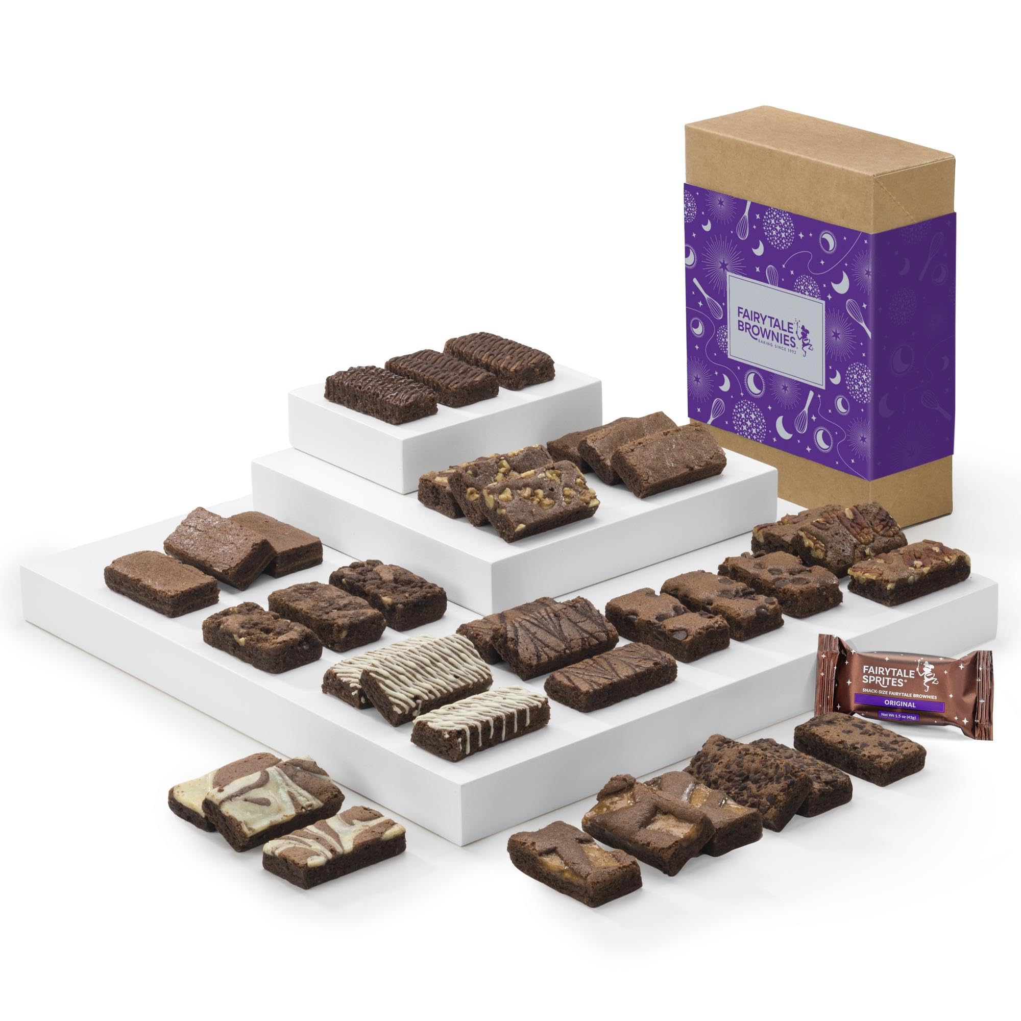 Sprite 36 Individually Wrapped Gourmet Chocolate Food Gift Basket - 3 Inch x 1.5 Inch Snack-Size Brownies - 36 Pieces - Item CF236