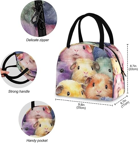 Miniatura 4 de Guinea Pig Watercolor Adjustable Lunch Bags for Girls Big Lunch Bags for Women Camping bolso para comida de mujer
