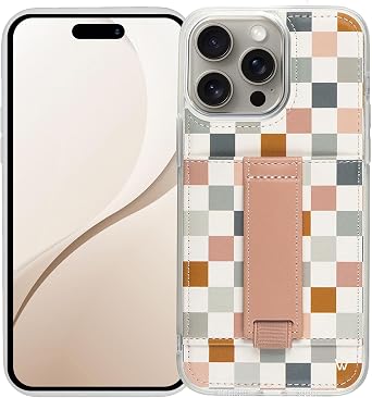 Walli Bundle for iPhone 16 Pro Aesthetic Wallet Case with Card Holder, Kickstand & Finger Strap + Military-Grade 9H Tempered Glass Screen Protector | Cute, Durable & Functional Protection
