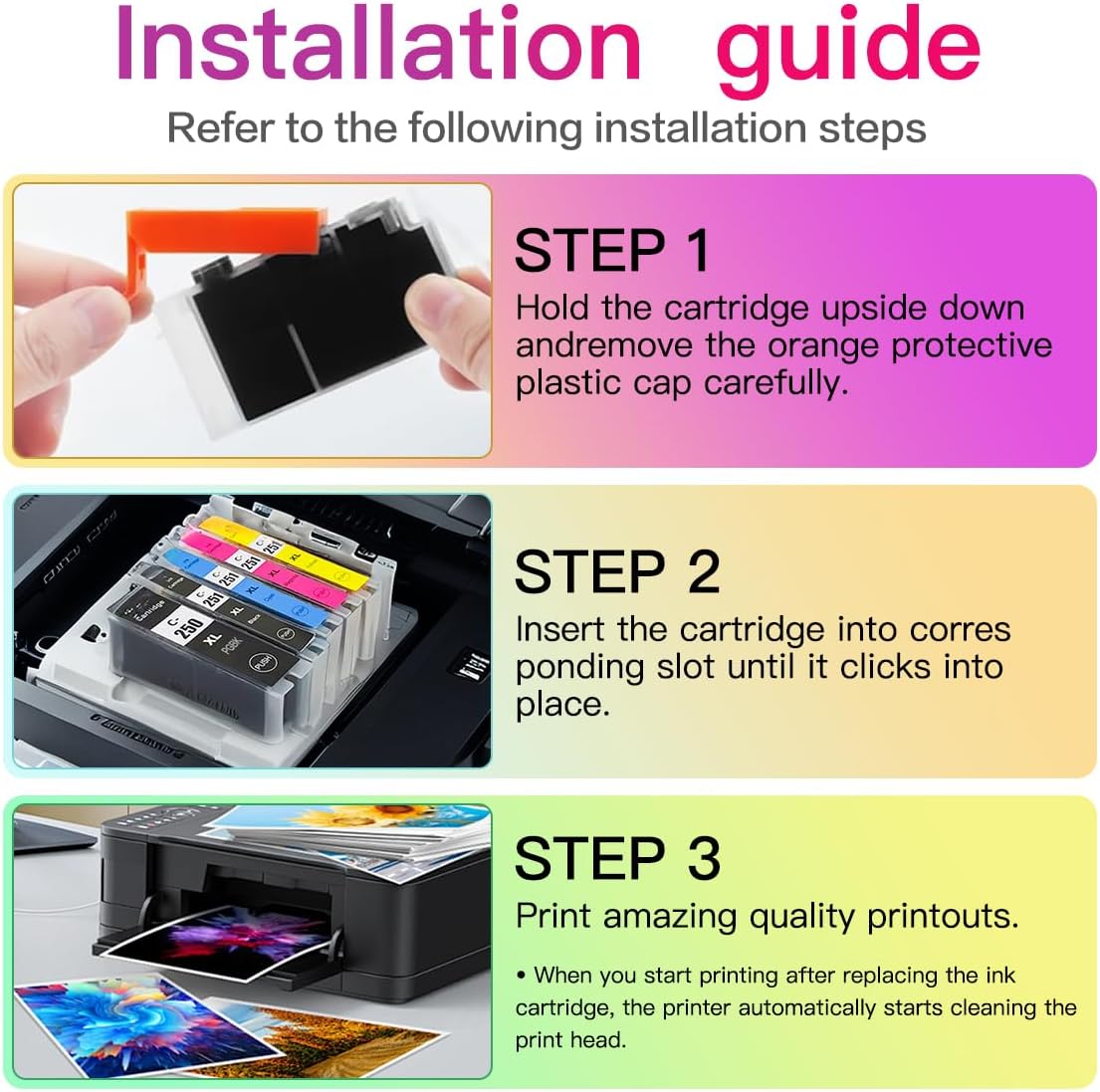 250XL 251XL Ink Cartridge - Compatible with Canon PGI-250XL BK and CLI-251XL BK C M Y GY, Replacing PIXMA MG6320 MG7120 IP8720 MG7520 Printer Ink cartridges (6 Pack)