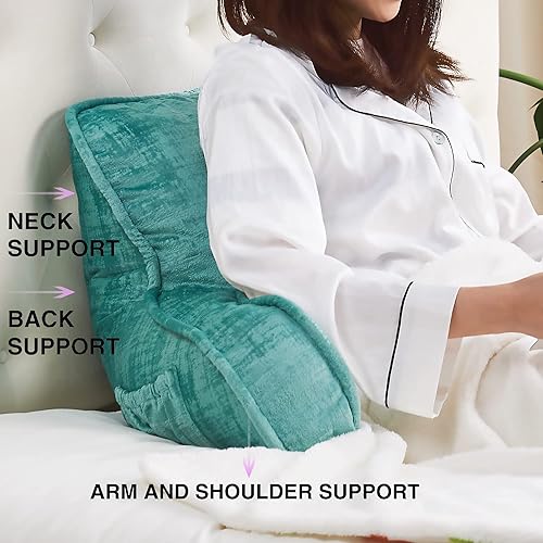 Miniatura 5 de BYTIDE Se necesita montaje de terciopelo artístico respaldo de lectura almohada con brazos y bolsillos para sentarse en la cama sofá funda extraíble