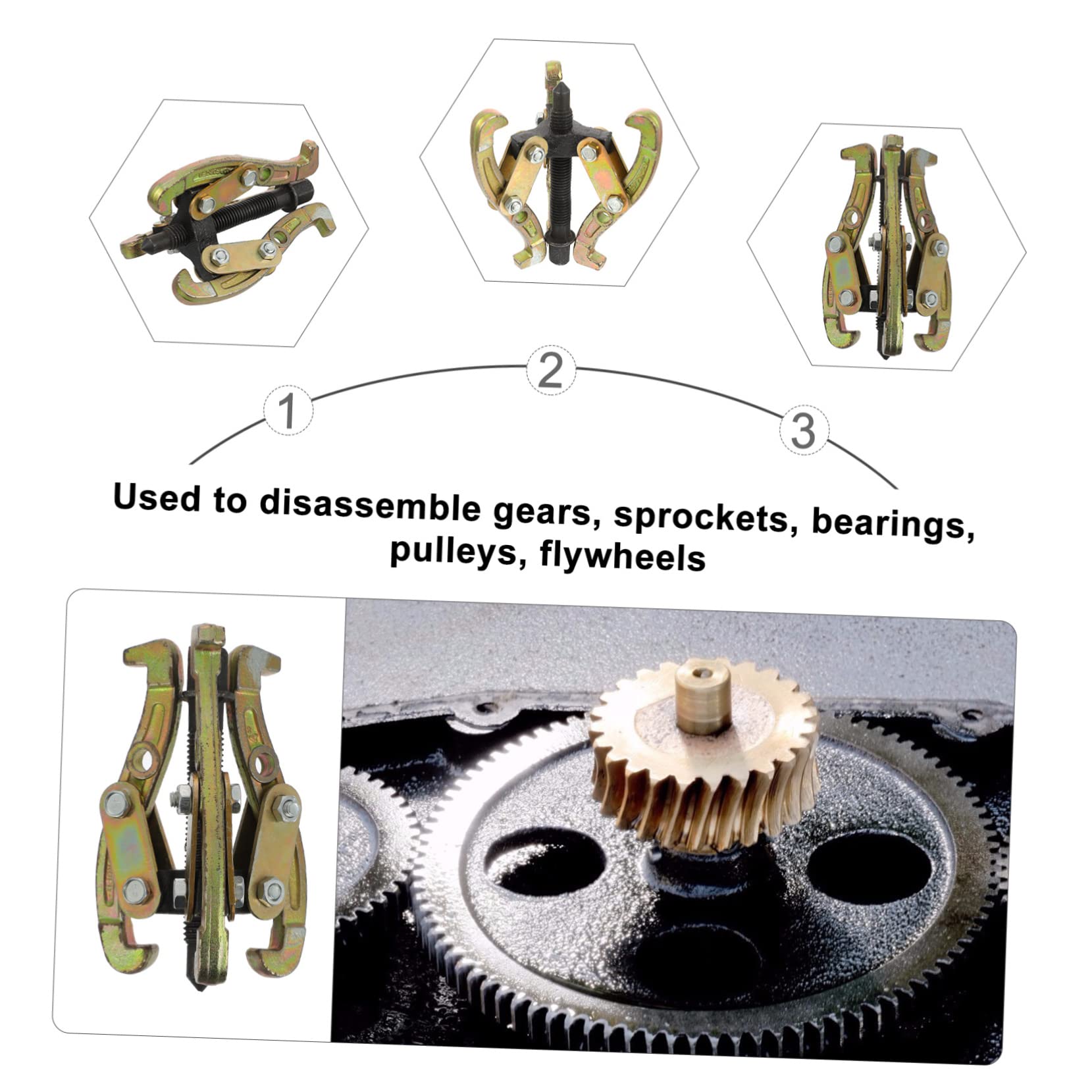 Gatuida Extractor de Rodamientos de 3 Mordazas de Acero, para Volantes y Poleas, Herramienta de Extracción Resistente y Duradera Color Aleatorio