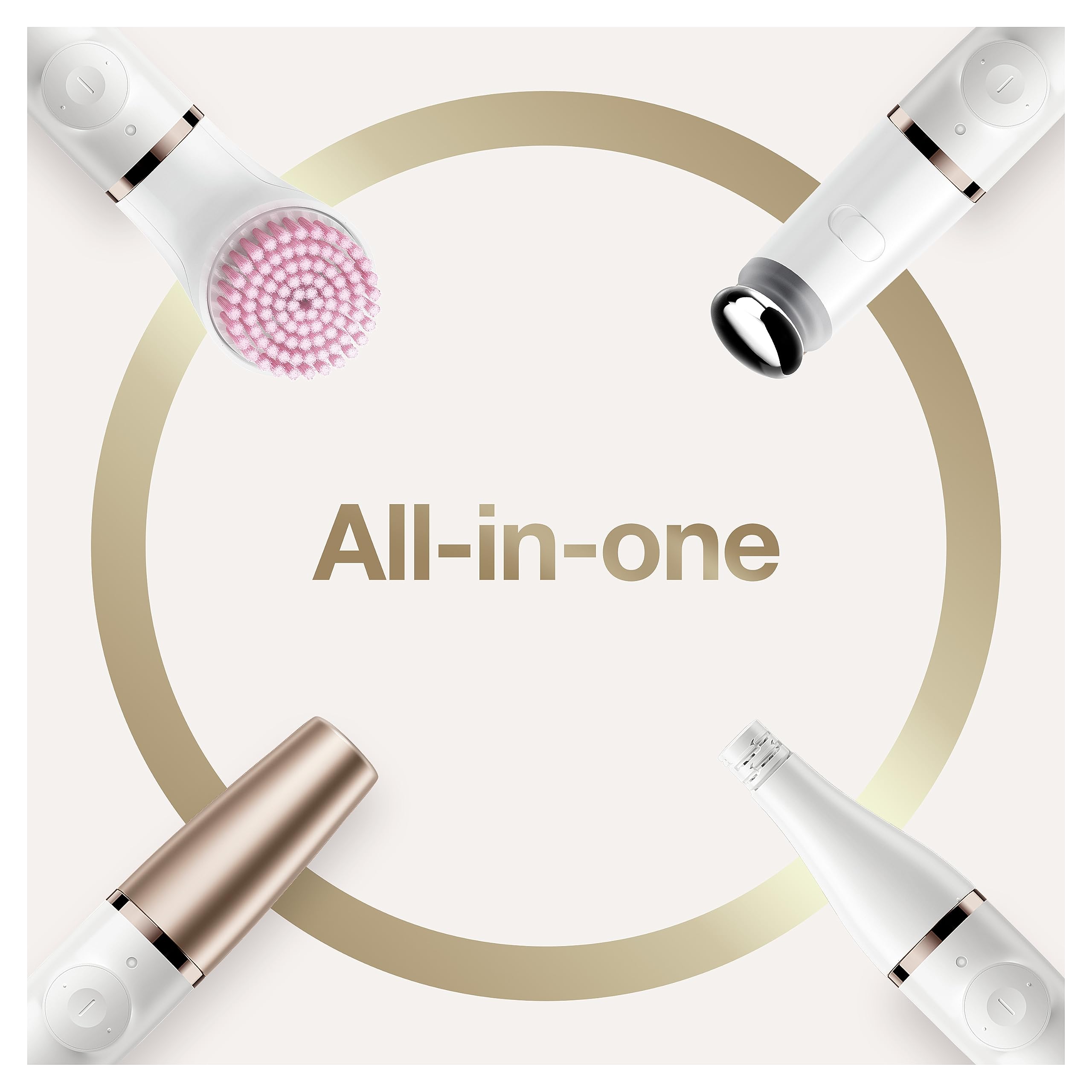 Braun FaceSpa Pro, Epilatore Viso Donna, Accessori per Epilazione e Pulizia Viso, Depilatore Donna Idea Regalo, SE912 Bianco e Oro