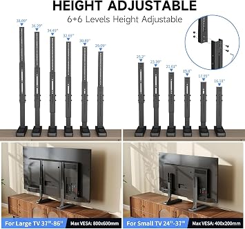 XINLEI Large TV Stand Table Top for Most 24 to 86 Inch Flat/Curved TVs Heavy Duty TV Leg, Support 68kg, Max VESA 800x600mm, for Living Room ML3286