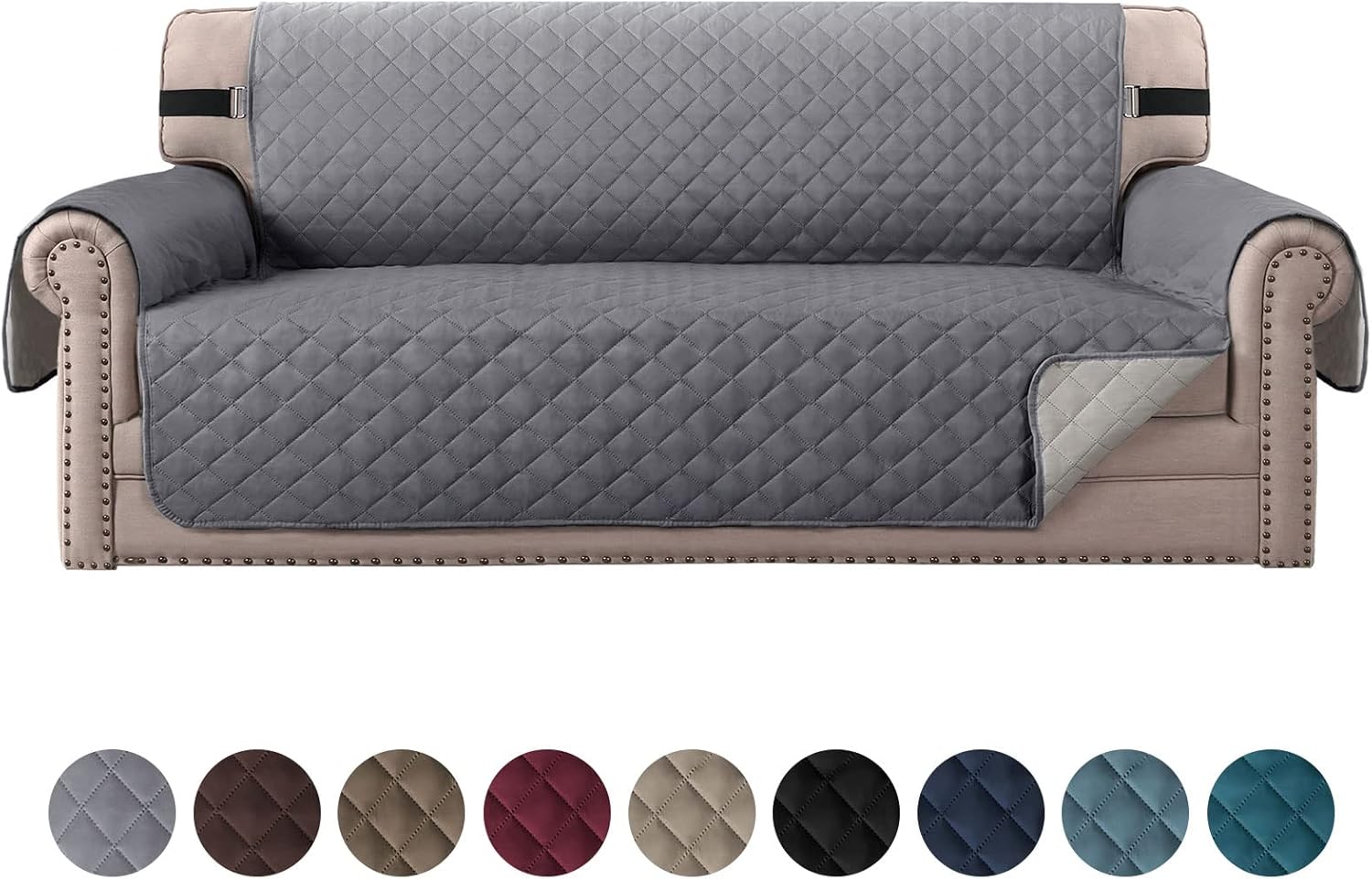 Sofa Covers for 3 Cushion Couch, Water Repellent Reversible Quilted