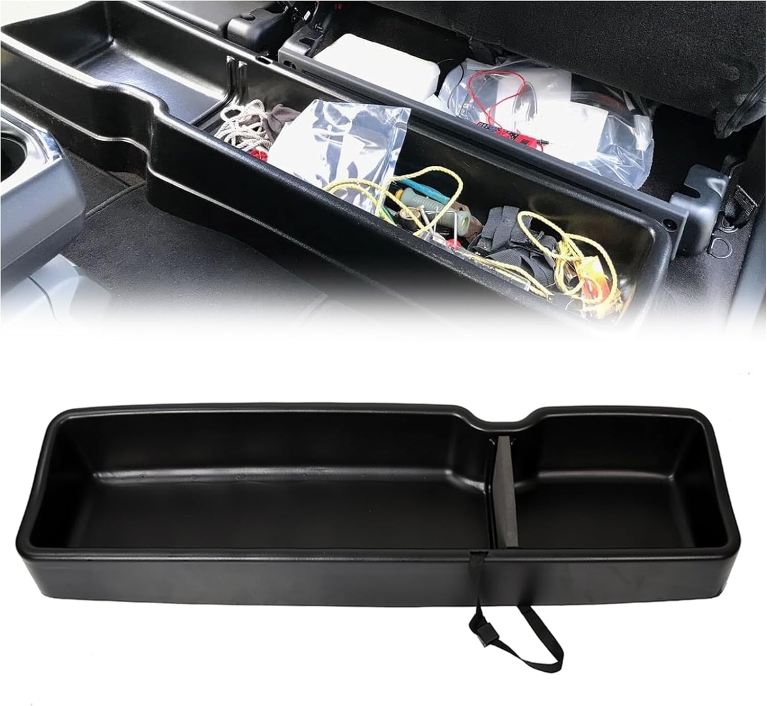 ECOTRIC Under Seat Storage Box Compatible with 2015-2024 Ford F150 SuperCrew Cab 2017-2024 F250 F350 F450 Crewcab Without Storage Box Rear Under Seat Cargo Organizer