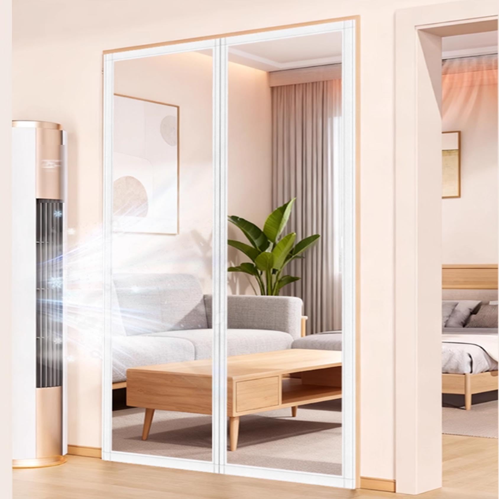 Rideau Isolant Thermique Porte Coupe-vent avec Fermeture Magnétique Automatique
