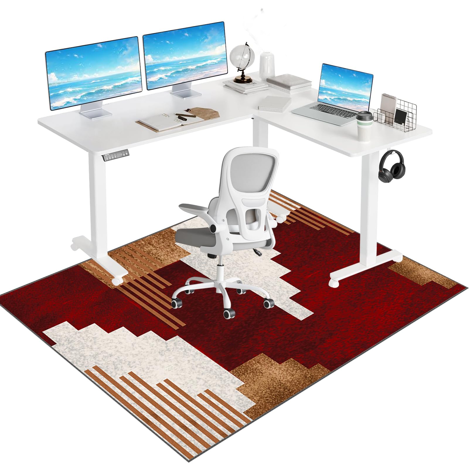 Tkuhknag Office Chair Mat for Carpet Floor, Desk Chair Mat for Carpet, Gaming Chair Mat Floor Protector for Rolling Chair, Low/Medium Pile Carpet Protector Chair Mat for Easy Glide 130 x 150 cm