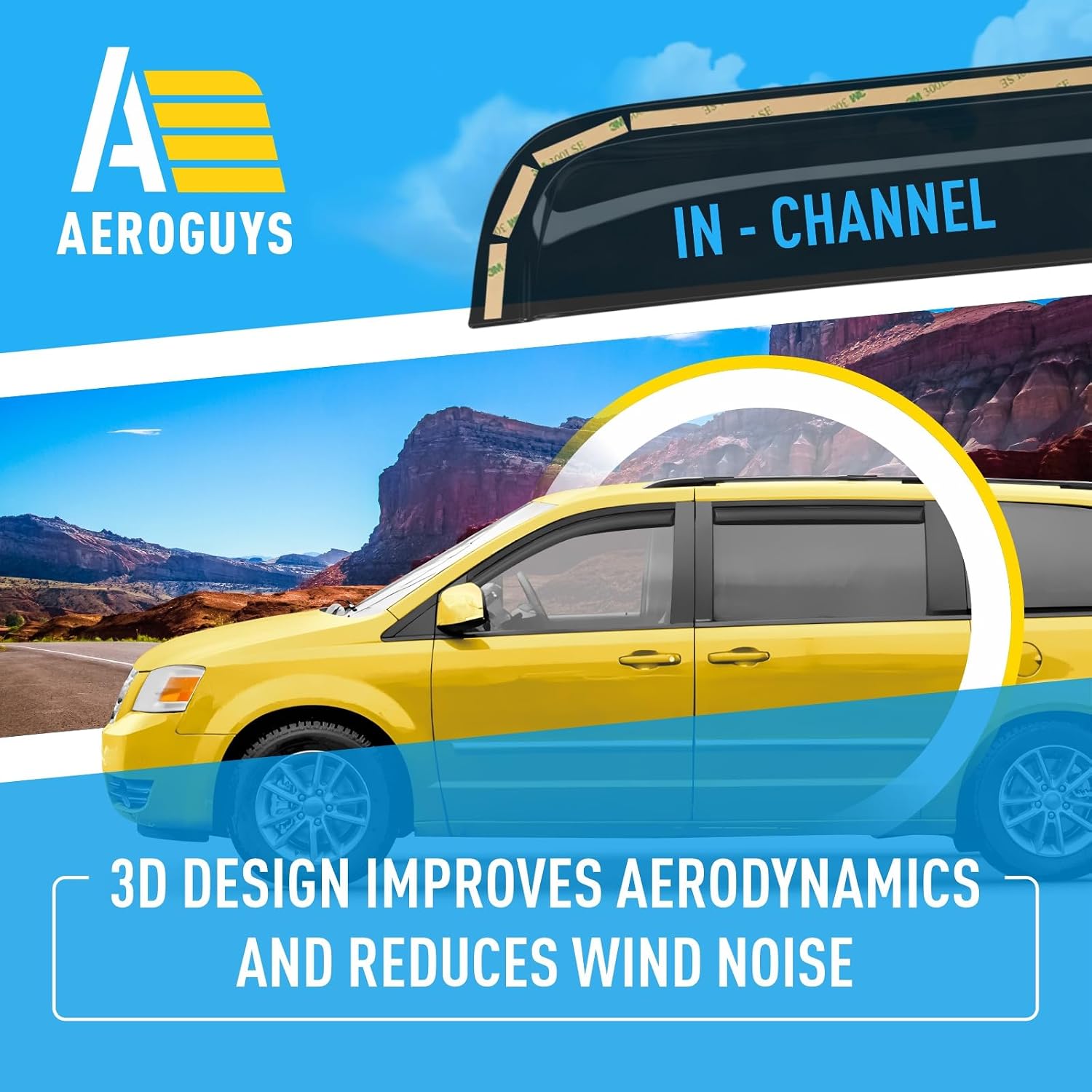 Extra Durable Window Deflectors in-Channel Window Visors Rain Guards Fit for Dodge Grand Caravan 2008-2020, Sun Visors, Wind Vent for Shades, Exterior Car Accessories - 4pcs. AG0505