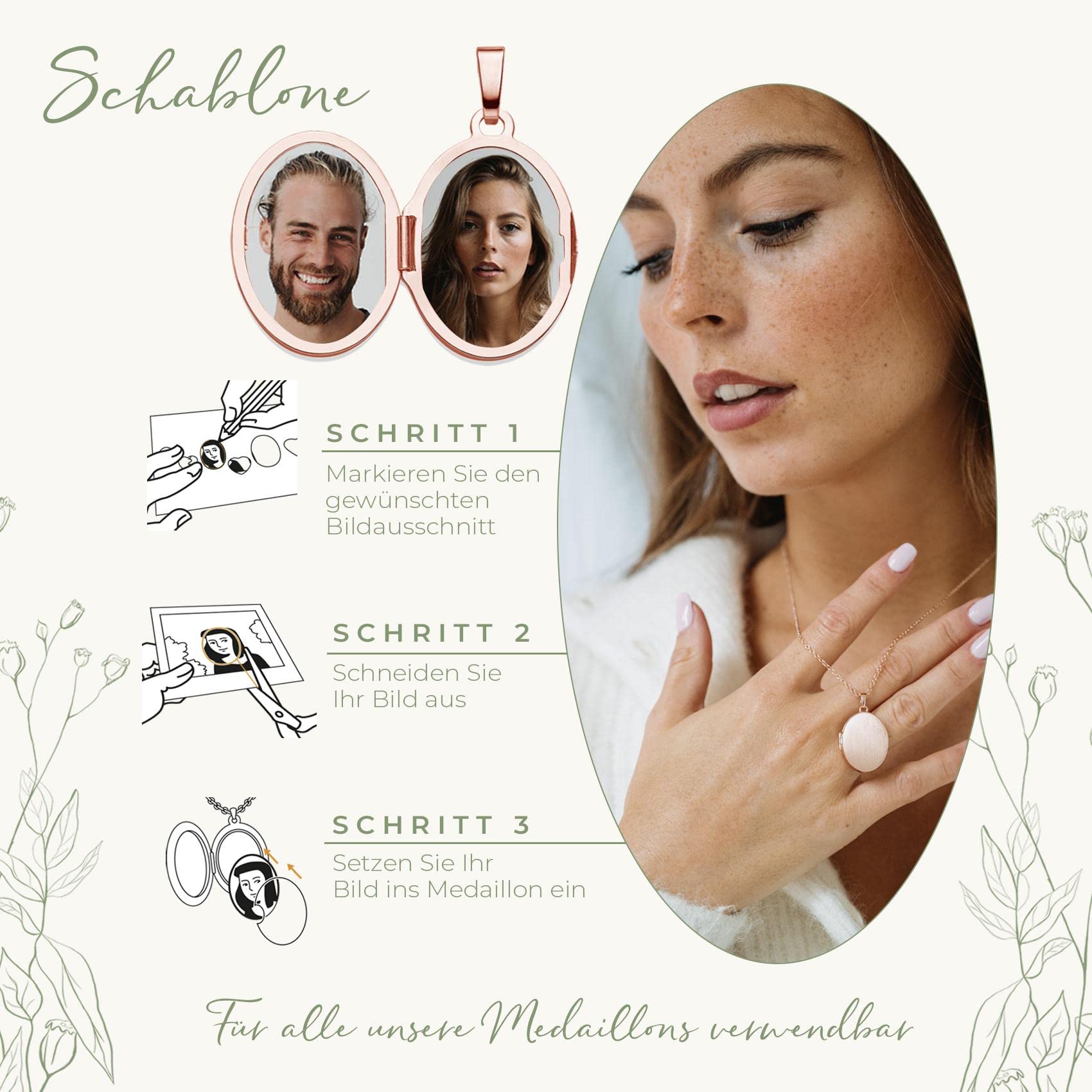 Damen Medaillon Oval zum Öffnen mit Bild Rosegold vergoldet, Amulett