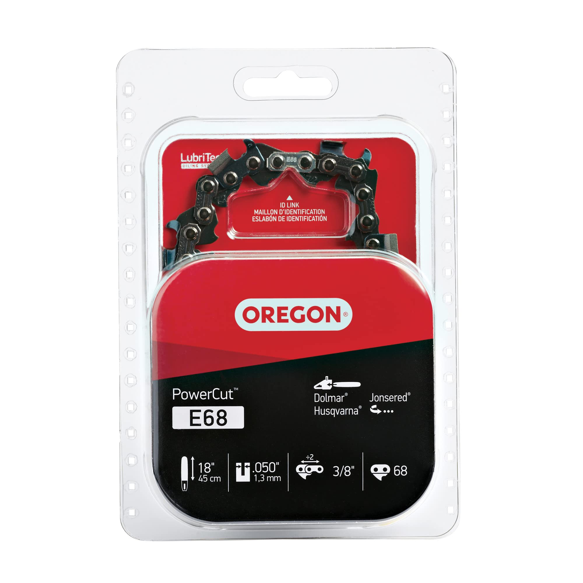 Oregon Chaîne de tronçonneuse E68 PowerCut 45,7 cm compatible avec Dolmar, Husqvarna, Jonsered