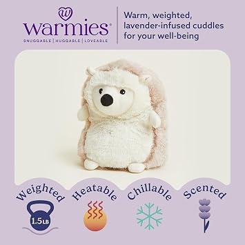 warmies Microwavable & Weighted Stuffed Animals, Hedgehog - Soothing Warmth Plush Toy - Weighted Grain-Fill Plushie - Cooling Stuffed Animal for Adults & Children (Boys, Girls, Babies & Toddlers)