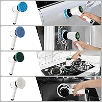 Vista 8 de Limpiador eléctrico giratorio para limpieza: 2 velocidades ajustables, 8 cepillos de limpieza, herramientas de limpieza inalámbricas, limpiador