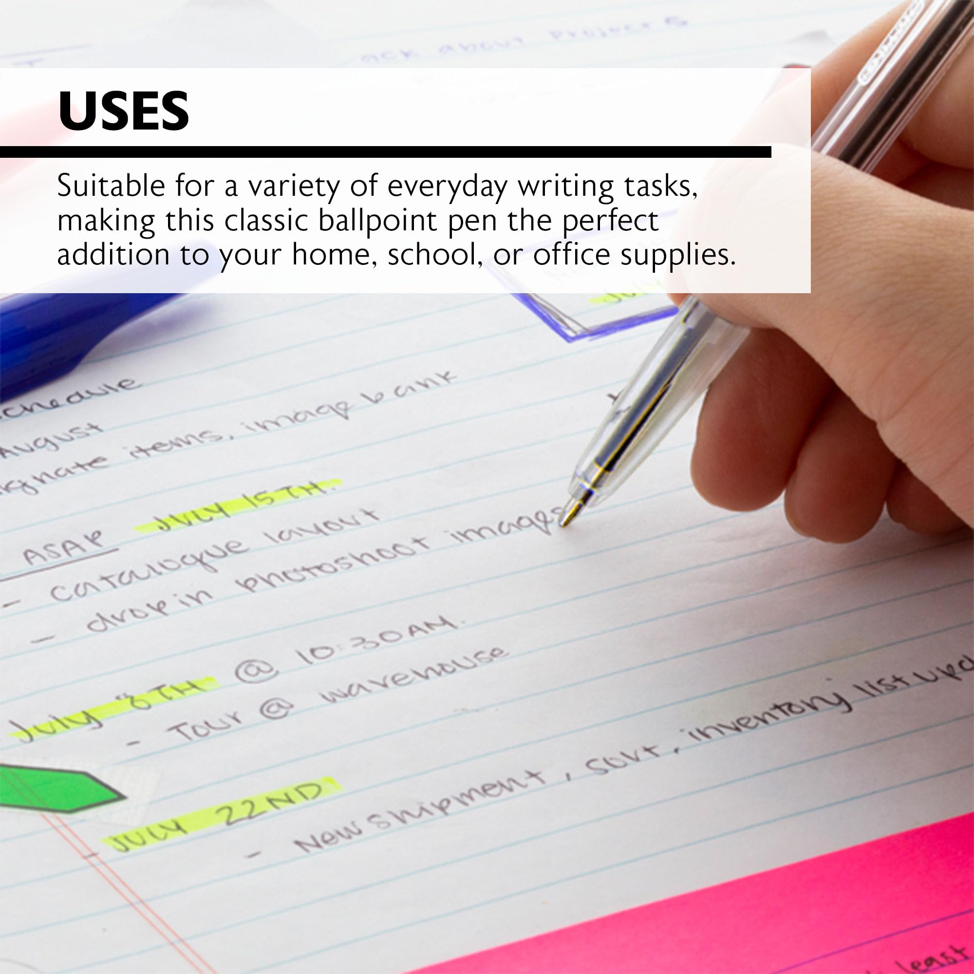 BAZIC Pure Assorted Color Stick Pen 12 Pack — view 3