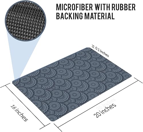 Miniatura 2 de Shape28 Tapete de cocina ultrafino para entrada, con parte trasera de goma antideslizante, tamaño 20 x 16 pulgadas, color azul oscuro, diseño 1S