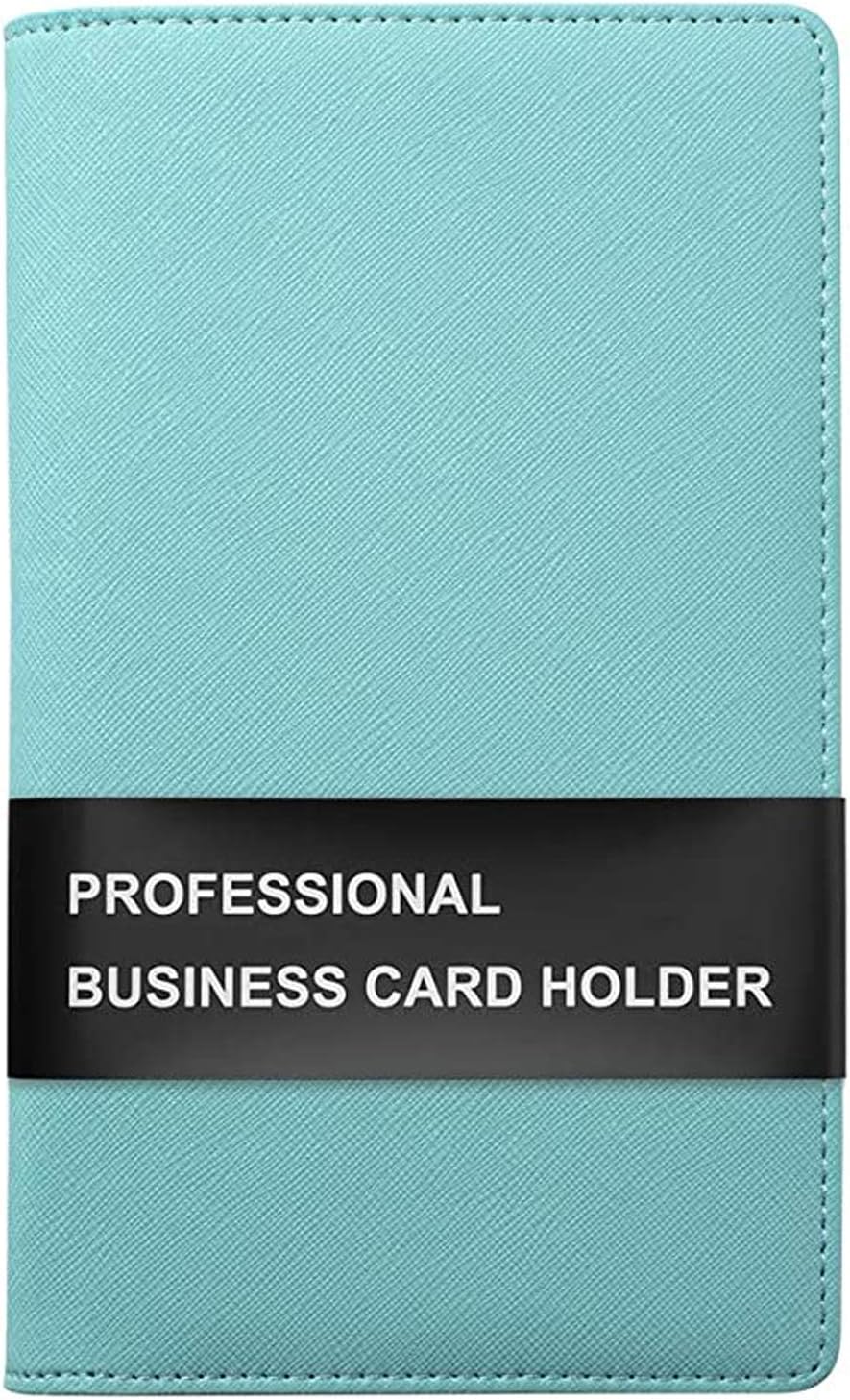 Sooez Leather Business Card Book Holder, Professional Business Cards Book Organizer PU Name Card Credit Cards Book Holder Booklet, 240 Card Capacity (Mint Green)