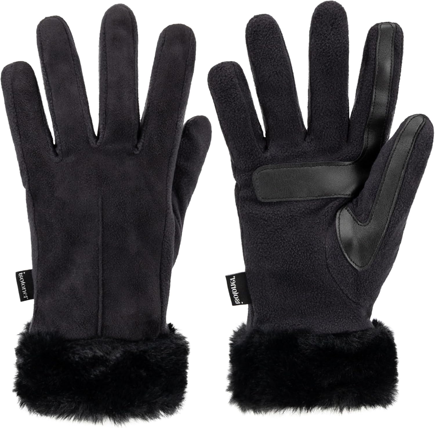 isotoner womens Water Repellent Touchscreen Stretch Mya Faux Fur Cuff Gloves - Image 5