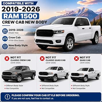 AUXKO in-Channel Rain Guards for Ram 1500 Crew cab 2019-2026