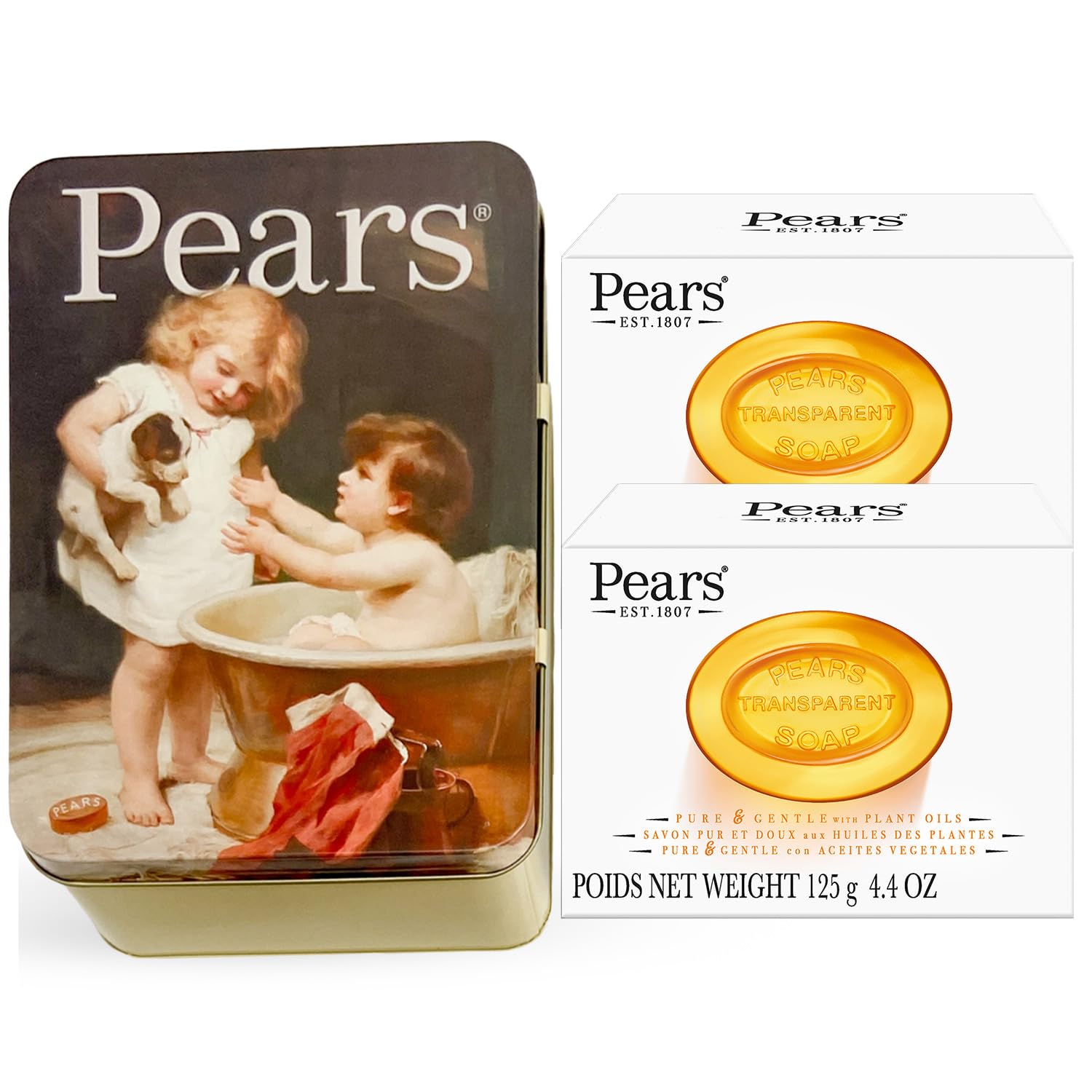 Amazon.com : Pears Soap Gift Set, Vintage Tin with 2 Transparent