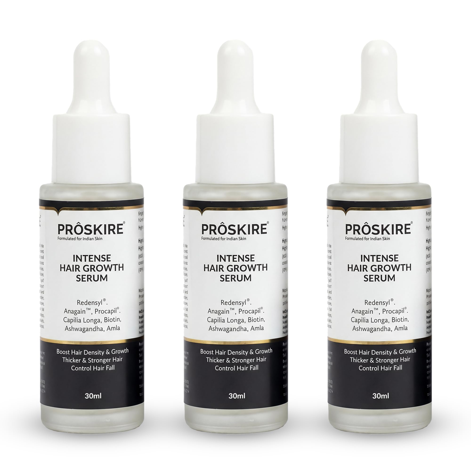 Proskire Intense Hair Growth Serum with Redensyl, Anagain, Procapil, Capilia Longa, Biotin & Ashwagandha Pack of 3 30 Ml-picture-48