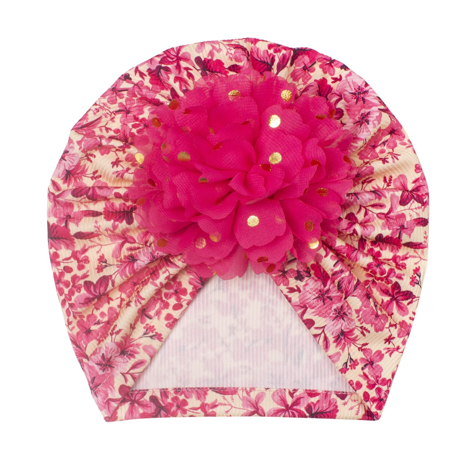 Generic Gorro de bebé para bebé, niño y niña, acanalado, con estampado floral, gorro anudado, elástico, turbante para niñas de 3 años
