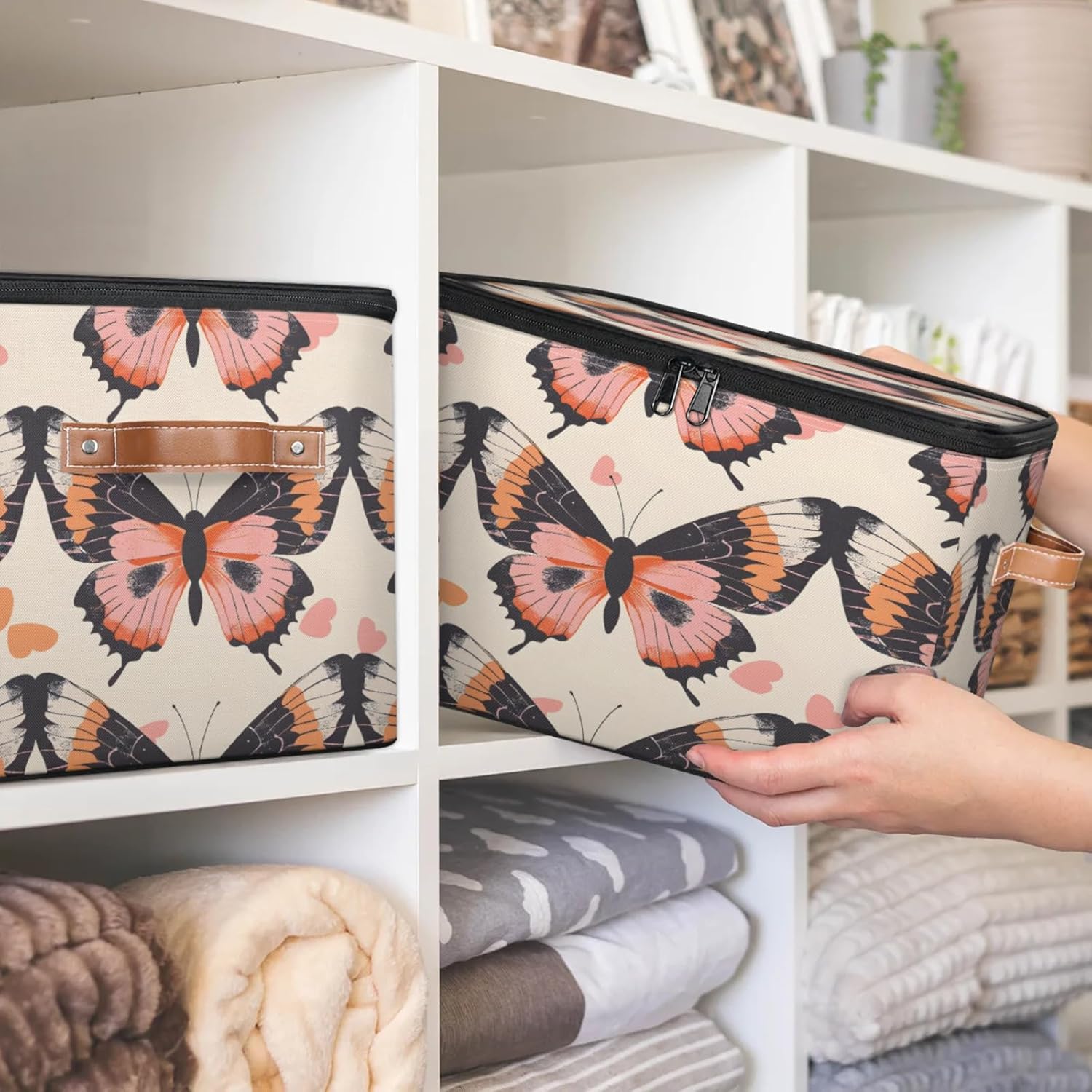 2-Pack Storage bins with lids - 26 quart organizer bins - Collapsible fabric storage bins with sturdy handles and double zipper tops - Versatile for home, toys, dorm rooms