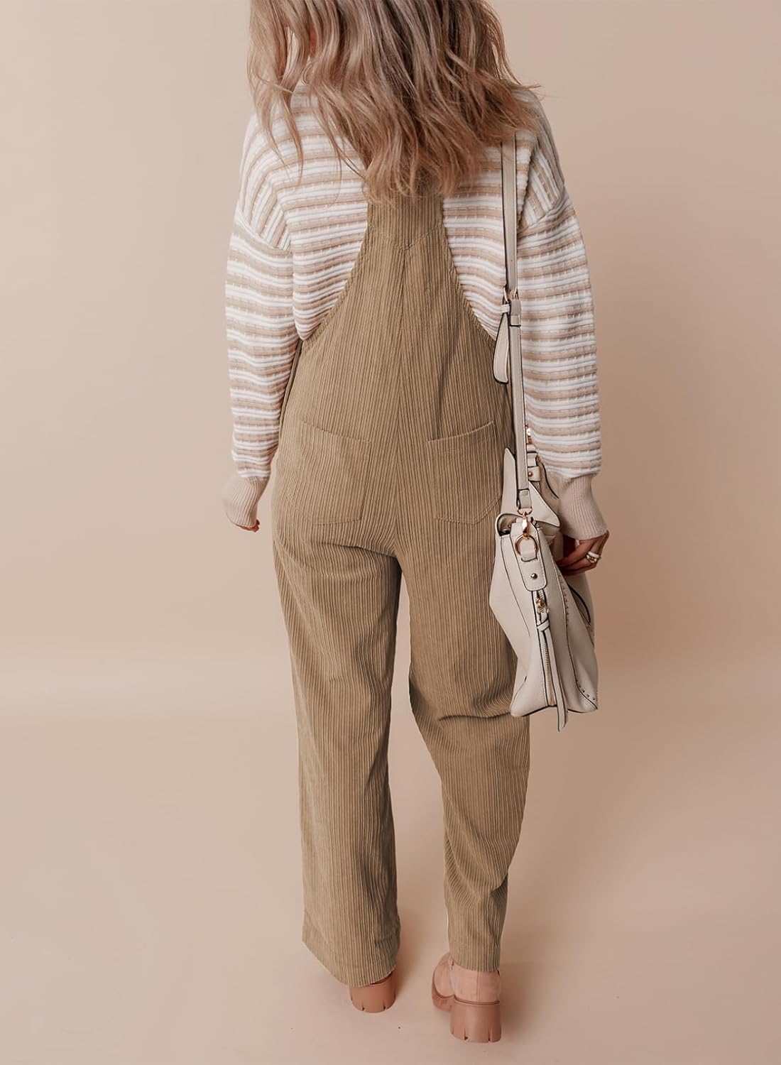 Happy Sailed Womens Corduroy Overalls Winter Fall Casual Sleeveless Adjustable Strap Wide Leg Long Pants Rompers - Image 9