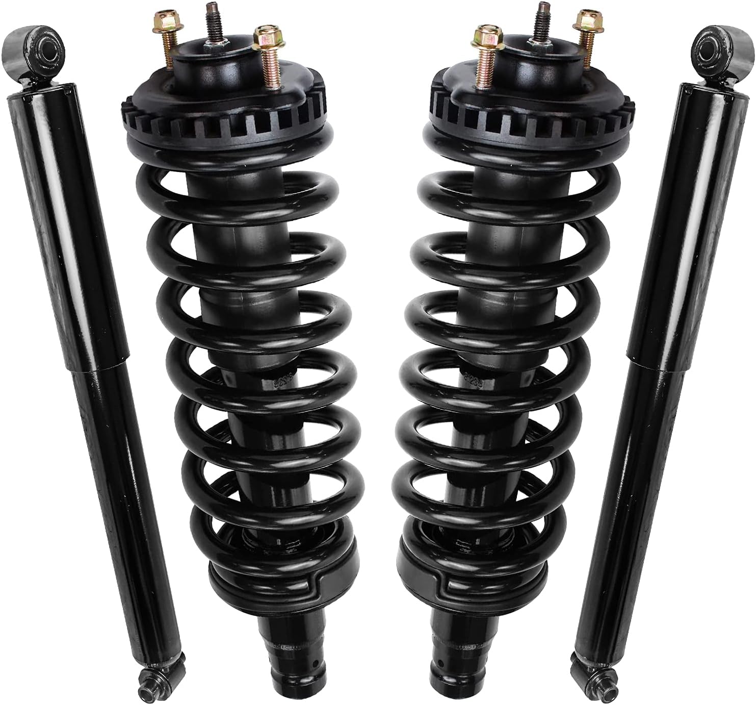Detroit Axle - Struts Shocks for Chevy Trailblazer EXT SSR GMC Envoy XL XUV Buick Rainier Saab 9-7x Isuzu Ascender 2 Front Struts w/Coil Springs 2 Rear Shock Absorbers Replacement Suspension Kit