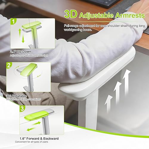 Miniatura 5 de Silla de oficina ergonómica de malla con soporte lumbar y reposacabezas, silla de computadora con respaldo alto con reposabrazos y bloqueo de