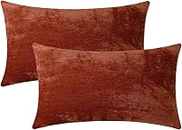 Vista 47 de Jeneoo - Fundas de almohada decorativas rojas brillantes de chenilla suave, fundas de cojín cómodas y sólidas para sofá de sala de estar