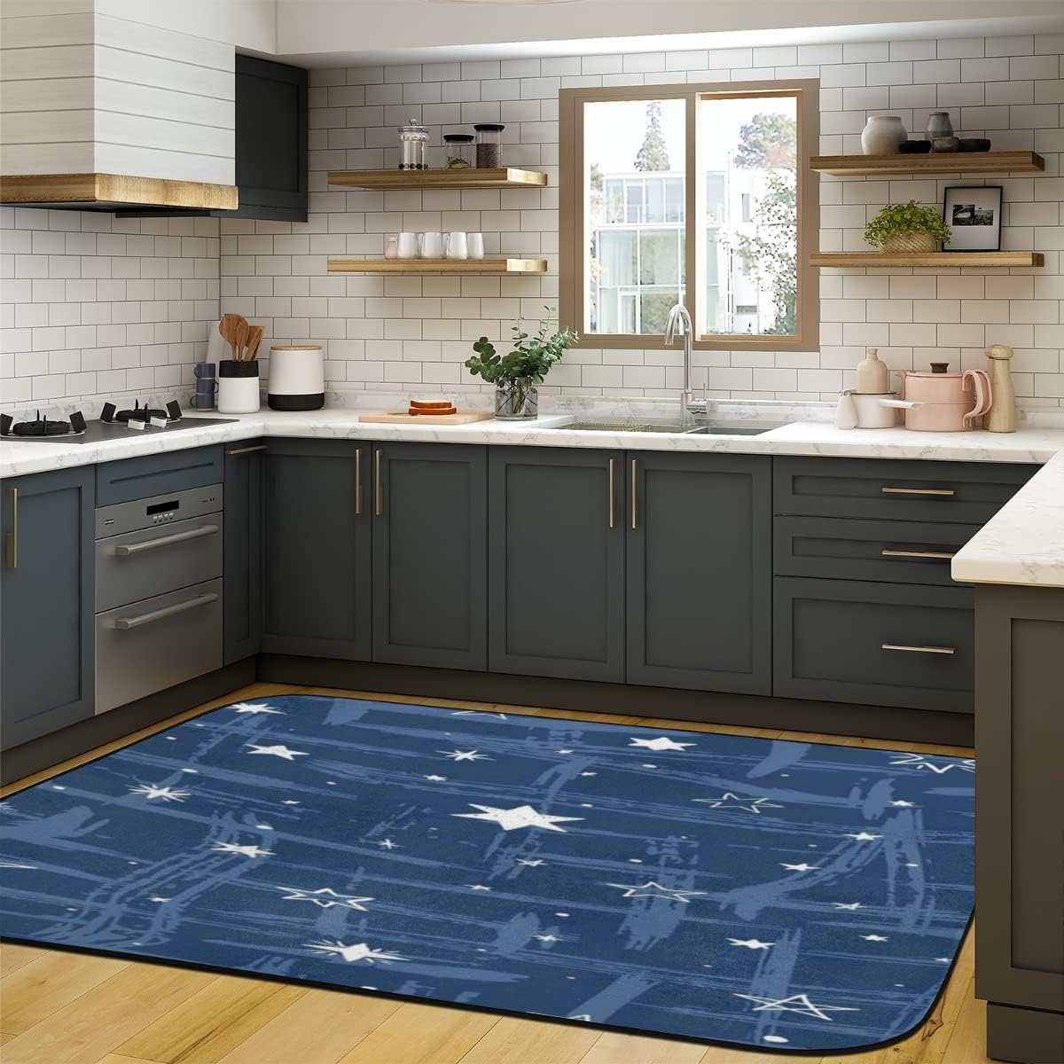 4 x 6 feet Abstract Geometric Line Stars Super Soft Area Rug for Kids Baby Nursery, Nursery Children Kids Girls Room Home Decorative, Upgrade Anti-Skid Durable Rectangular Fuzzy Rug