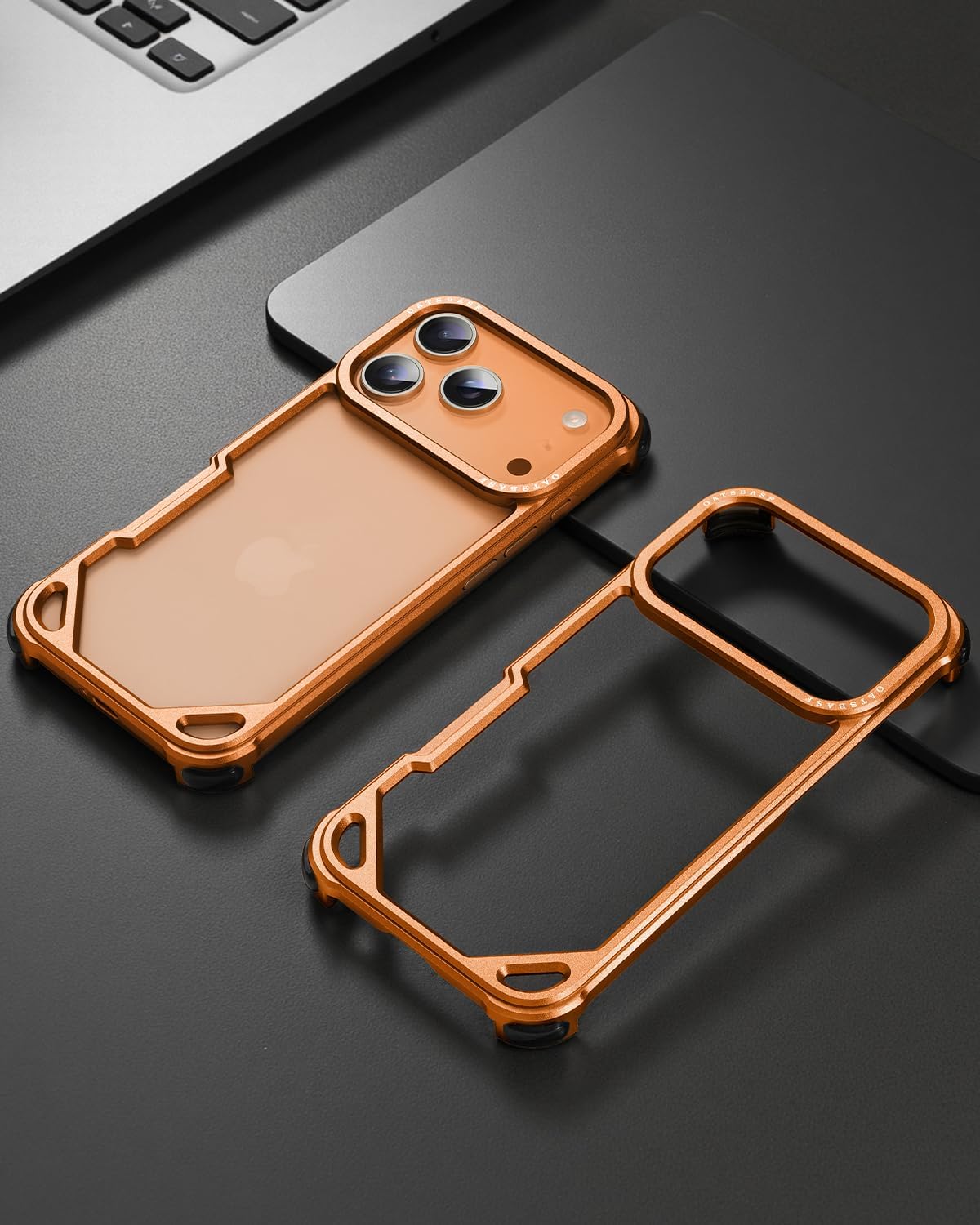 OATSBASF for iPhone 17 Pro Max Bumper Case, No Back Design, Aluminum Frame Slim Fit, Compatible with MagSafe, 4 Corner Shockproof Protection, Orange
