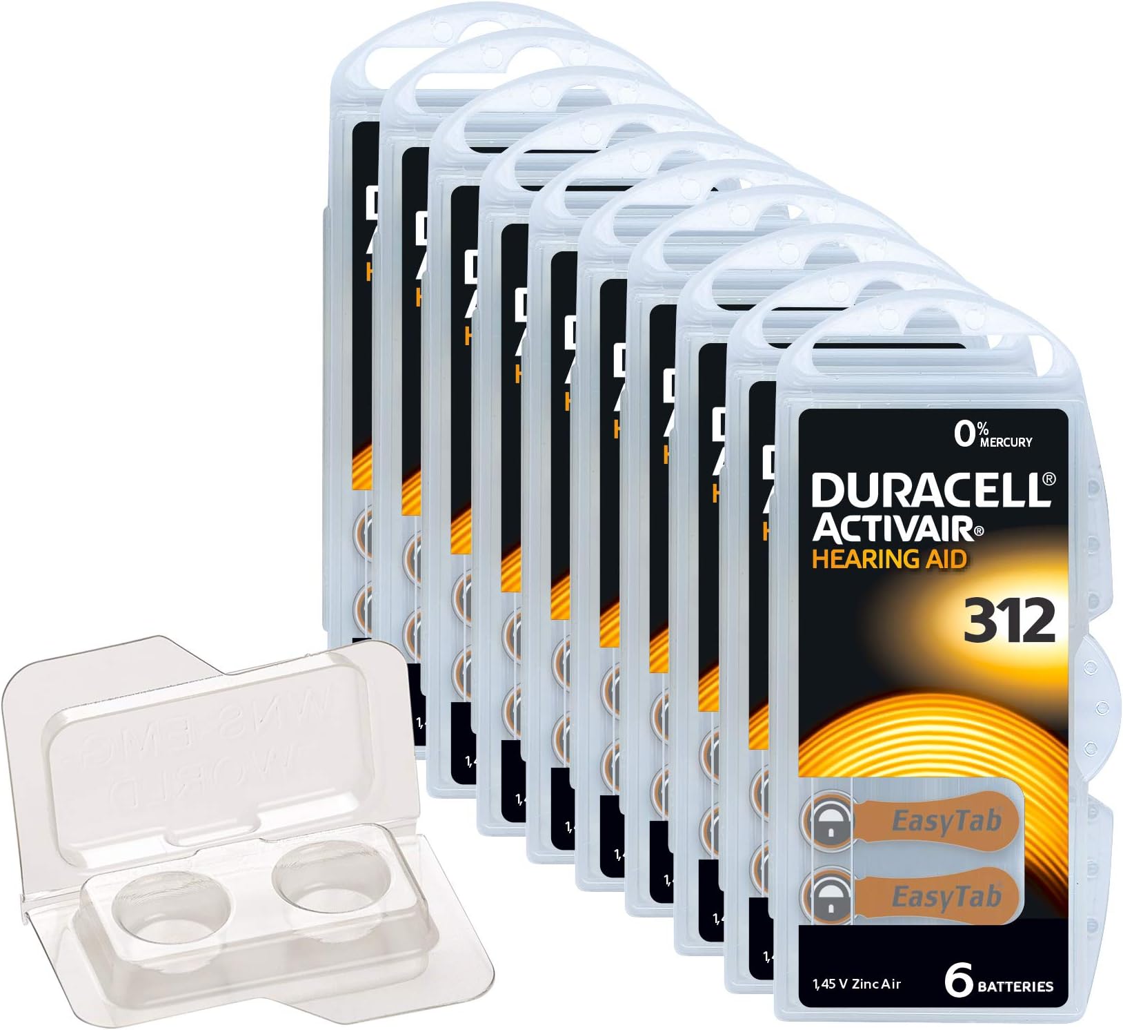 Duracell Activair Type 312 Hearing Aid Batteries Pack of 60 | Reliable Performance | Long Life | Mercury Free | EasyTab Technology